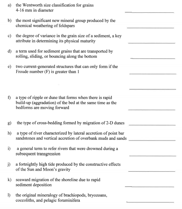 Solved a) the Wentworth size classification for grains 416