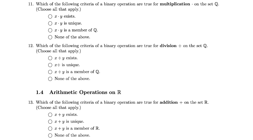 Solved And Is A Member Ois 1 1 Arithmetic Operations On Chegg Com