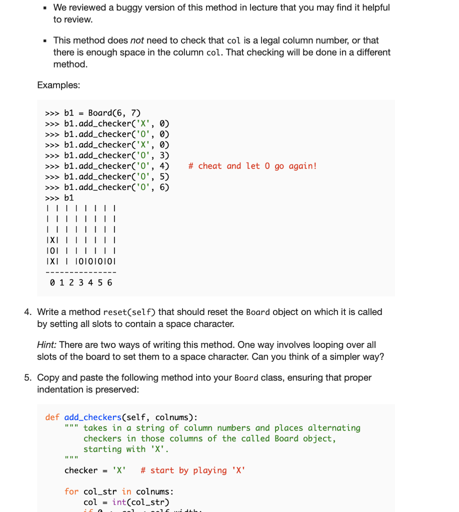 Solved Problem 1: A Connect Four Board class 35 points; | Chegg.com