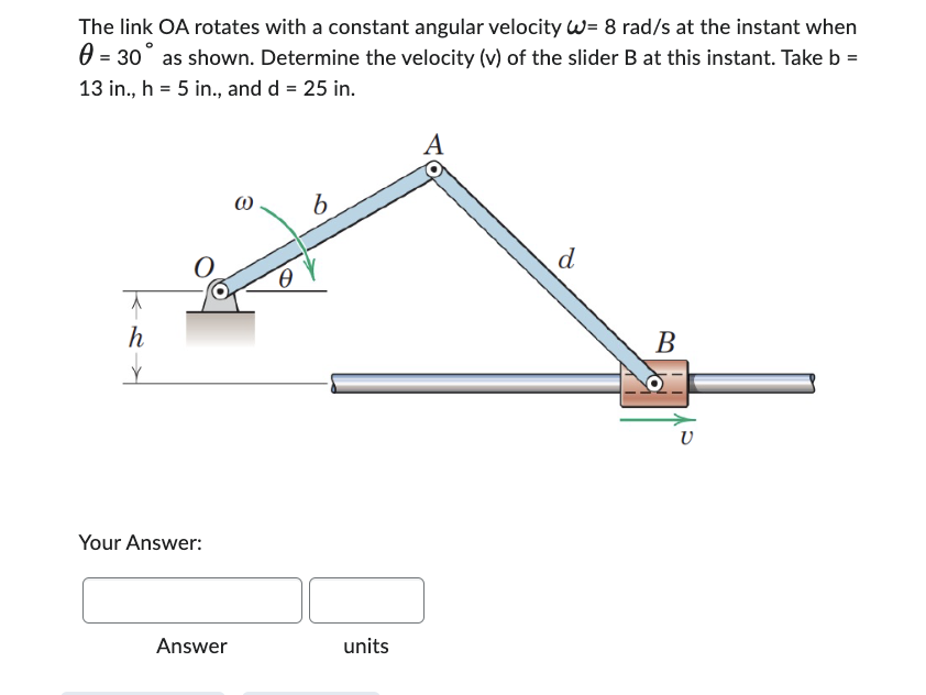 Solved The link OA rotates with a constant angular velocity | Chegg.com