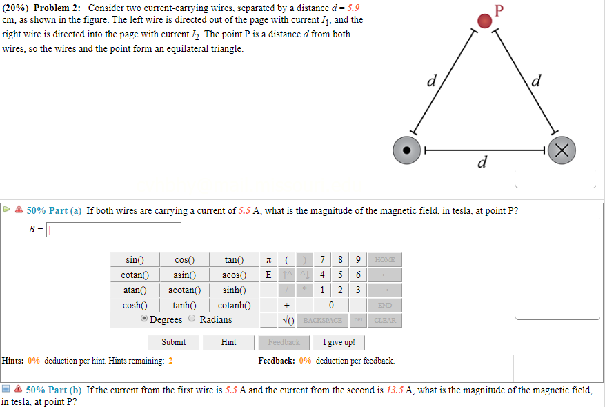 Solved (20%) Problem 2: Consider Two Current-carrying Wires, | Chegg.com