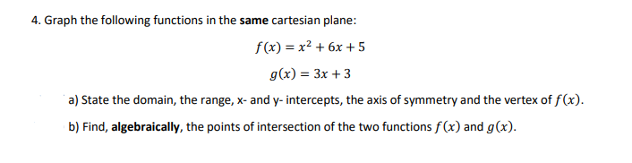Solved 4. Graph the following functions in the same | Chegg.com