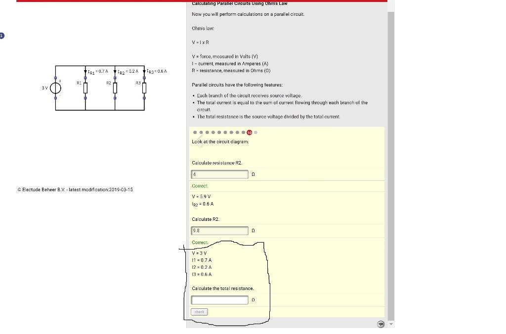 Solved Calculating Parale circuits Using ohms Law Now you | Chegg.com