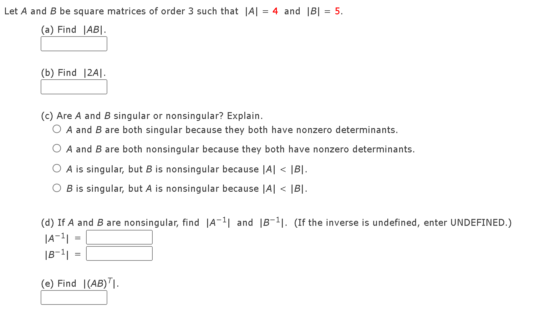 Solved Let A And B Be Square Matrices Of Order 3 Such That | Chegg.com