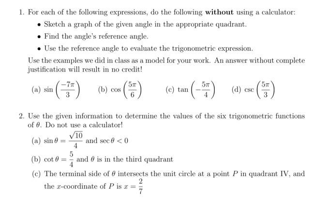 Solved 1. For each of the following expressions, do the | Chegg.com