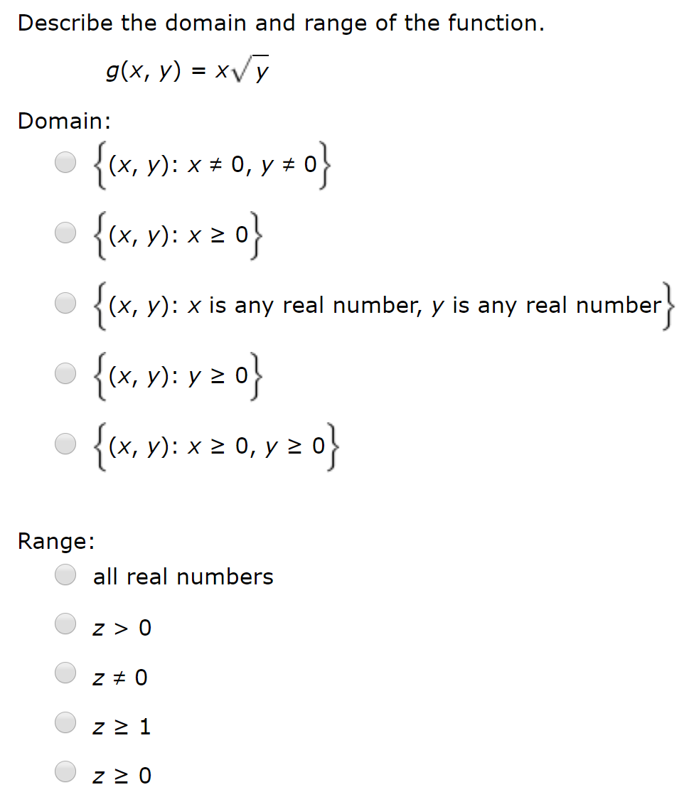 Solved Describe The Domain And Range Of The Function G X Chegg Com