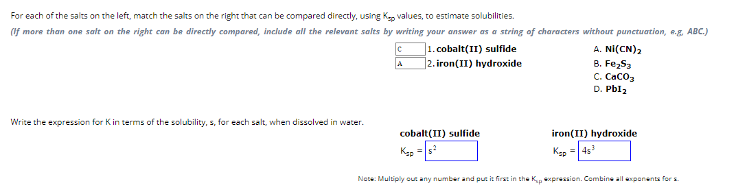 Solved For each of the salts on the left, match the salts on | Chegg.com