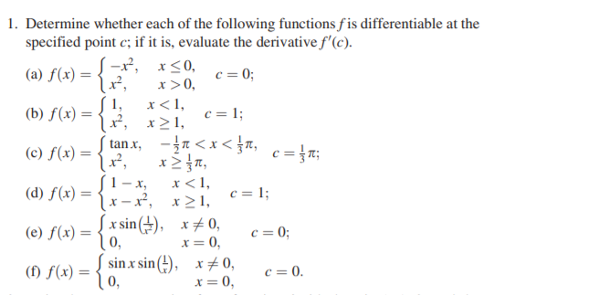 Solved 1. Determine Whether Each Of The Following Functions | Chegg.com