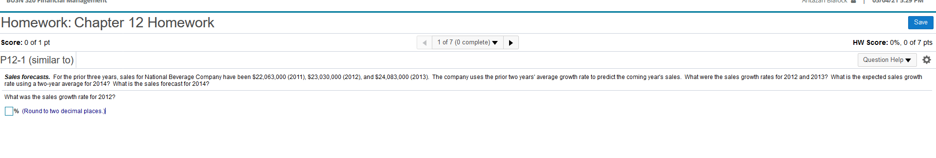 Solved Homework: Chapter 12 Homework Save Score: 0 of 1 pt 1 | Chegg.com