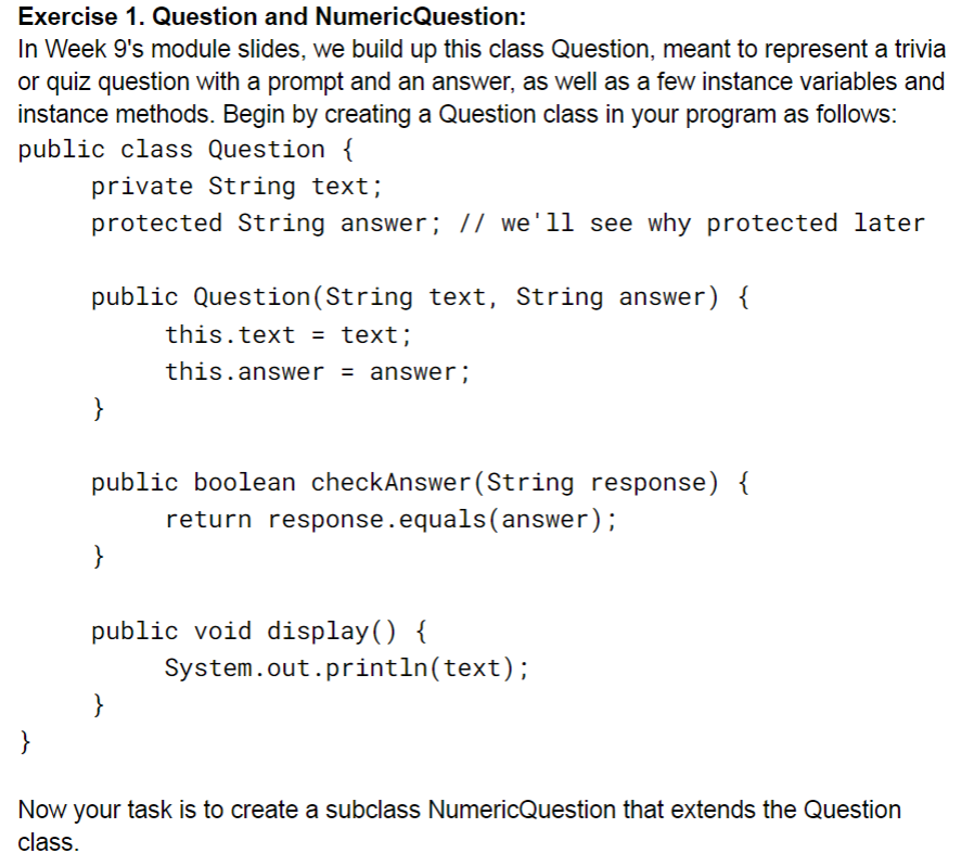 Solved Exercise 1. Question and NumericQuestion: In Week 9's | Chegg.com