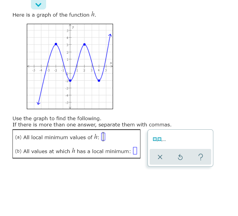 Solved Here is a graph of the function h. 4+ 3+ - 5 -4 -3 3 | Chegg.com