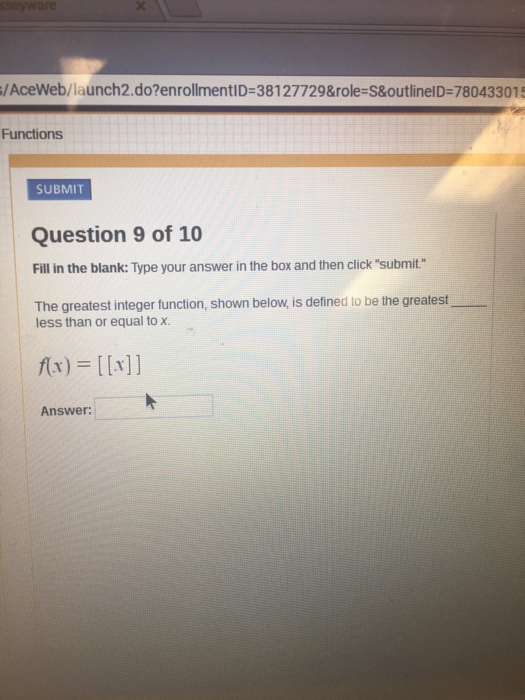 Solved The Greatest Integer Function Shown Below Is 6921