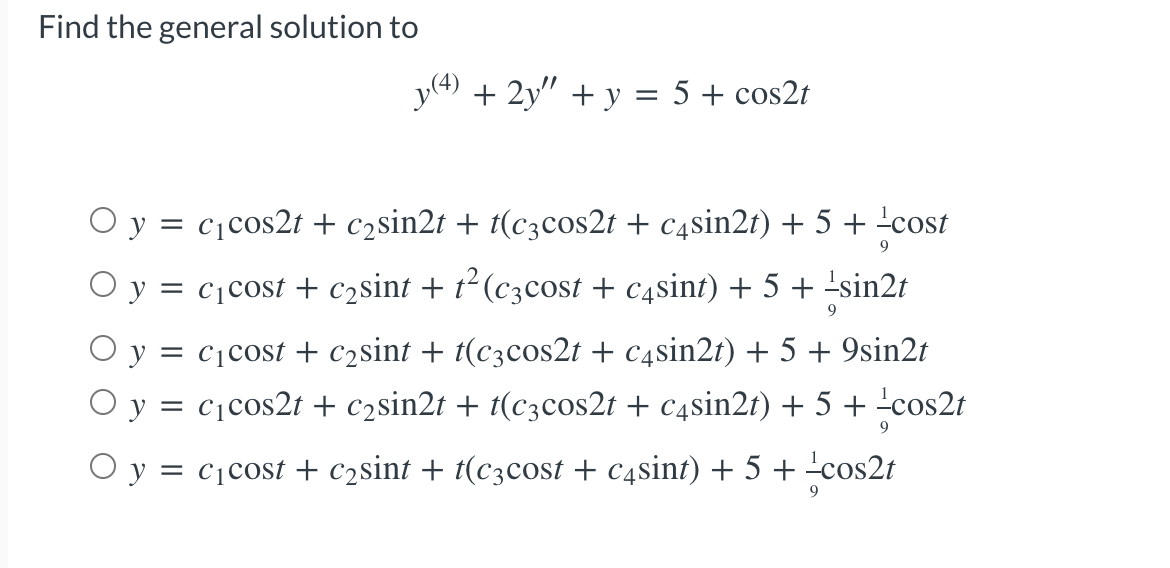 Solved Find the general solution to y (4) + 2y