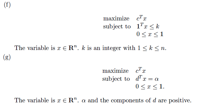 Solved For each of the following LPs, express the optimal | Chegg.com