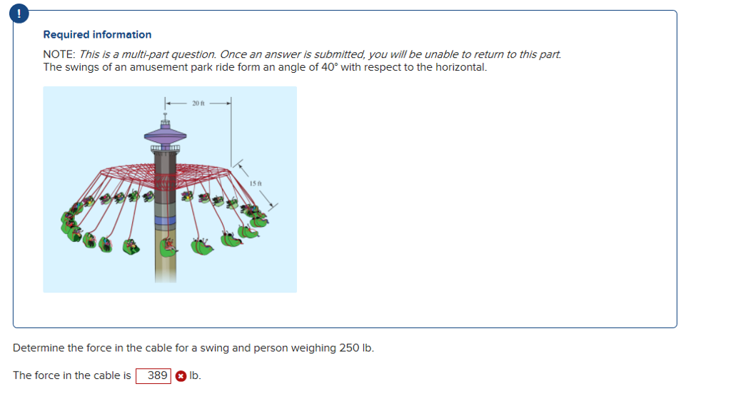 Solved The swings of an amusement park ride form an angle of