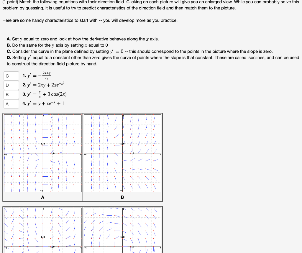 Solved (1 point) Match the following equations with their | Chegg.com