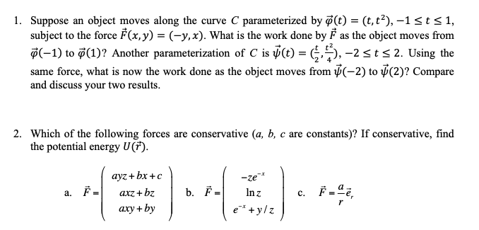 1 Suppose An Object Moves Along The Curve C Chegg Com