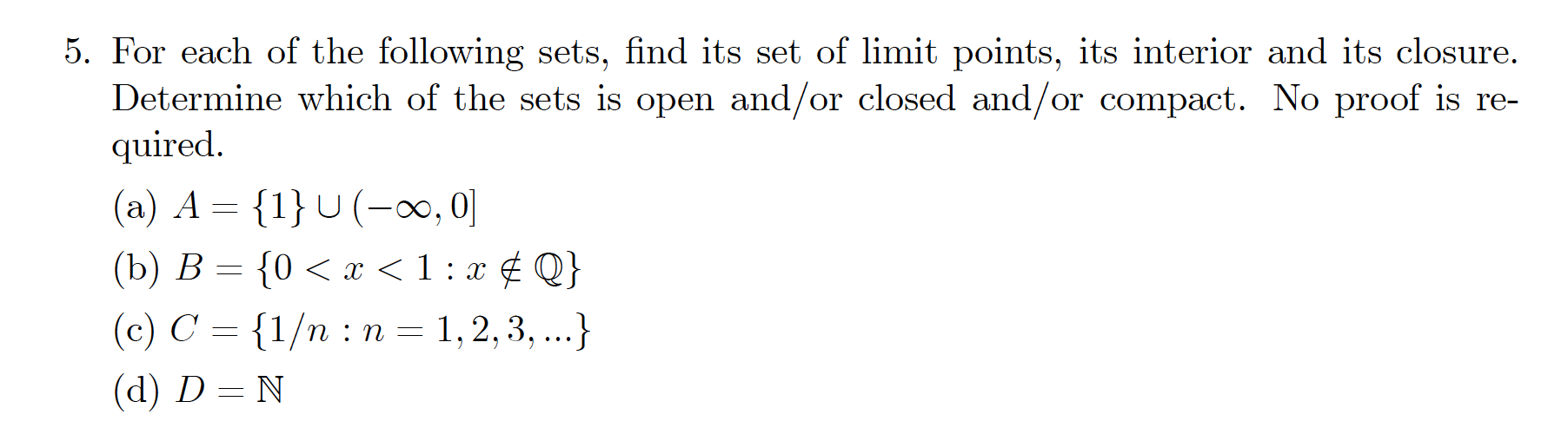 Solved 5. For Each Of The Following Sets, Find Its Set Of | Chegg.com