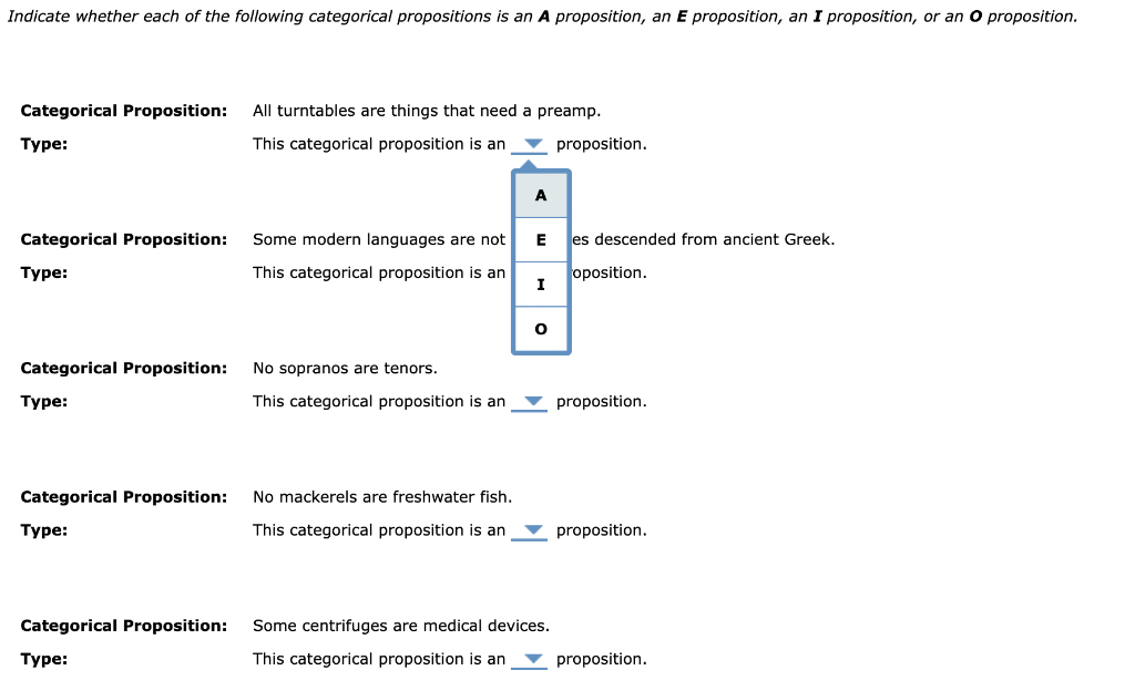Solved The four types of standardform categorical