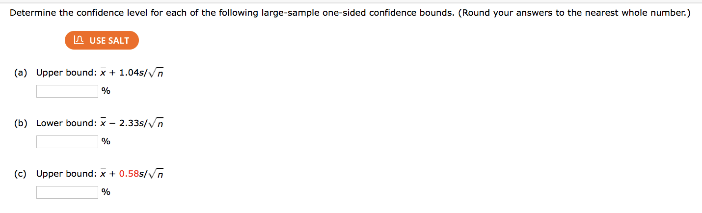 Solved Determine the confidence level for each of the | Chegg.com