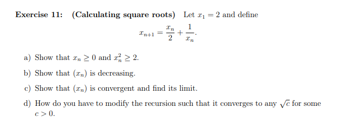 Solved Exercise 11 Calculating Square Roots Let I1 2 Chegg Solved Exercise 11 Calculating Square Roots Let I1 2 Chegg