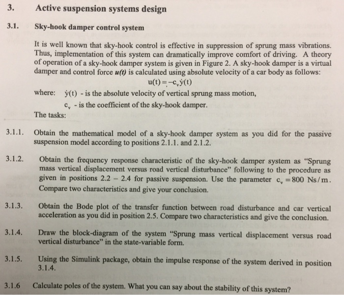2. Analysis of a passive suspension system of a | Chegg.com