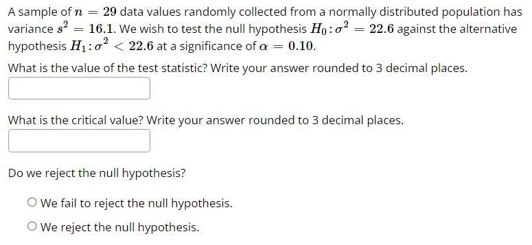 Solved A sample of n=29 data values randomly collected from | Chegg.com