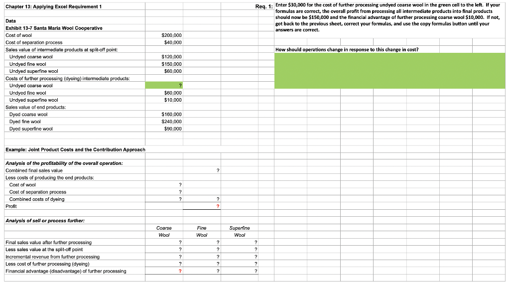 Solved Chapter 13: Applying Excel Requirement 1 Req. 1: 