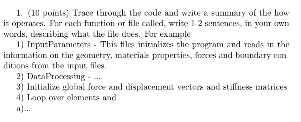1. (10 points) Trace through the code and write a | Chegg.com
