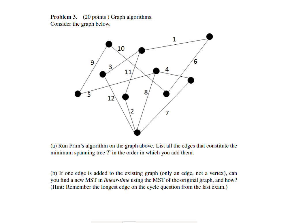 Solved Problem 3. (20 points ) Graph algorithms. Consider | Chegg.com