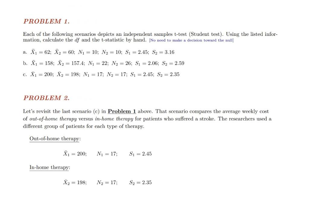 Solved Each Of The Following Scenarios Depicts An | Chegg.com