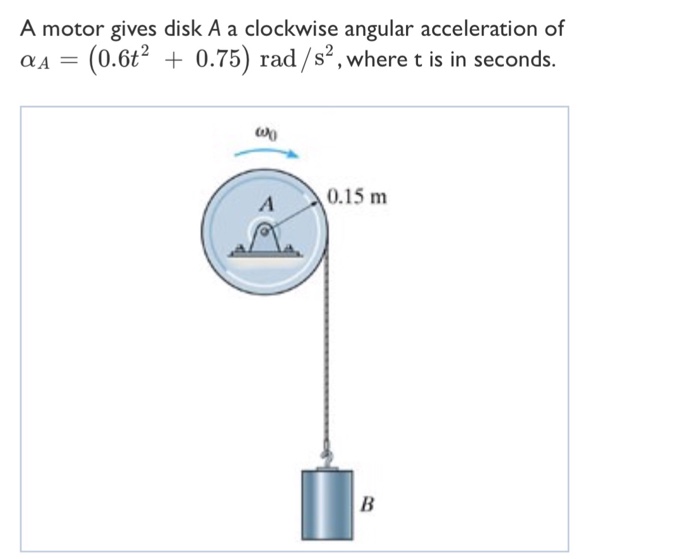 Solved A motor gives disk A a clockwise angular acceleration | Chegg.com