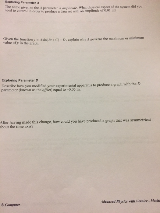 Solved Exploring Parameter A The name given to the A | Chegg.com