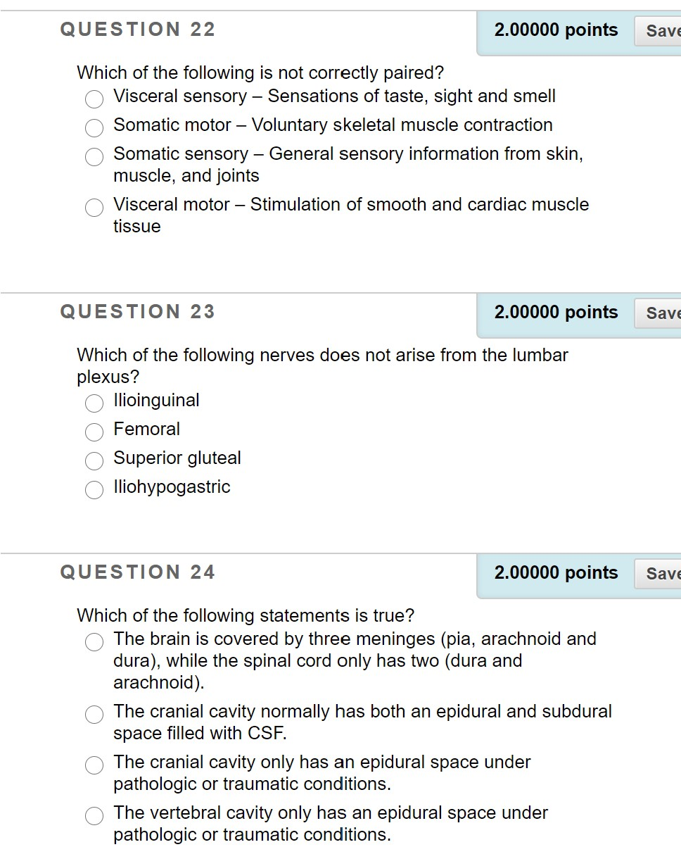 Solved QUESTION 22 2.00000 points Save Which of the | Chegg.com