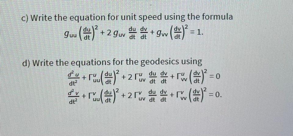 Solved 3) Consider the metric on the uv plane ds? = doce + | Chegg.com