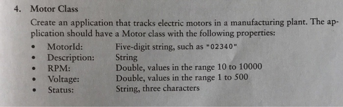 4. Motor Class Create an application that tracks | Chegg.com