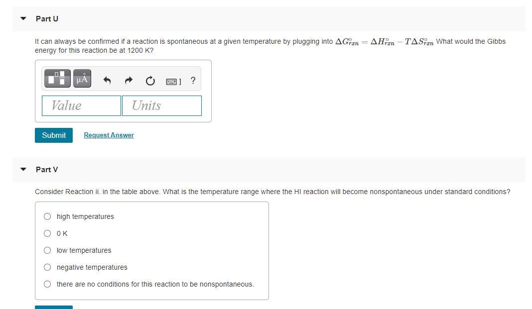 Solved Parts Consider Reaction i. above. Use the values of | Chegg.com