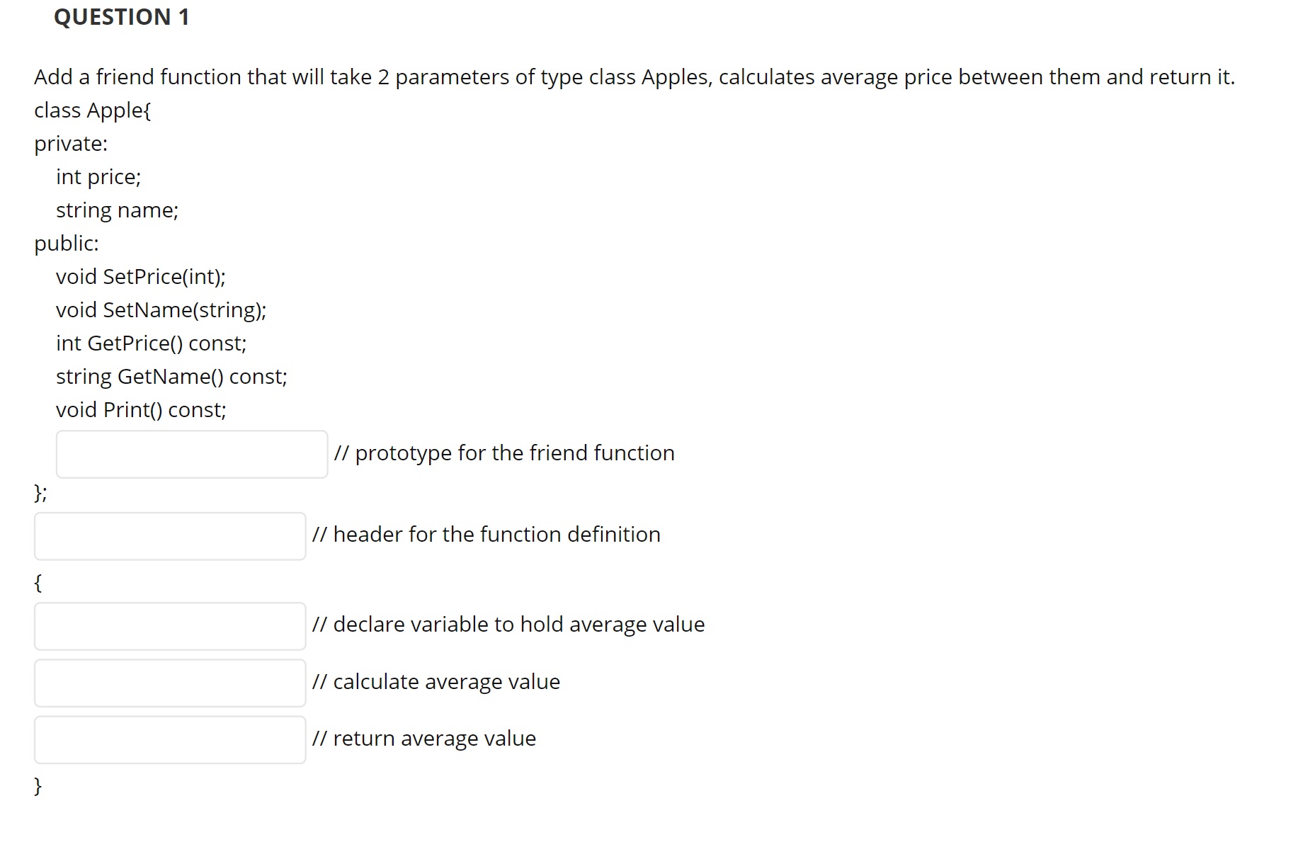 Solved QUESTION 1 Add a friend function that will take 2 | Chegg.com