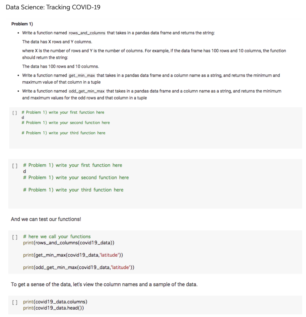Solved Problem 1) - Write a function named rows_and_columns | Chegg.com