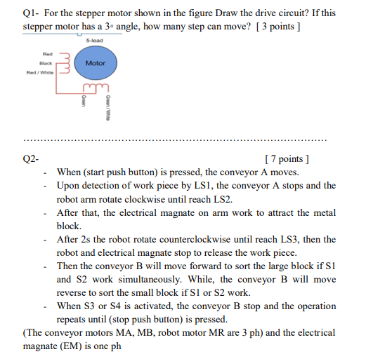 Solved Q1- For the stepper motor shown in the figure Draw | Chegg.com