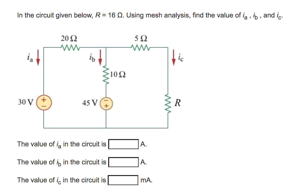 Solved In the circuit given below, R = 16 1. Using mesh | Chegg.com