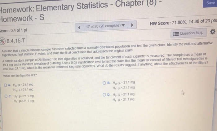 statistics chapter 8 homework