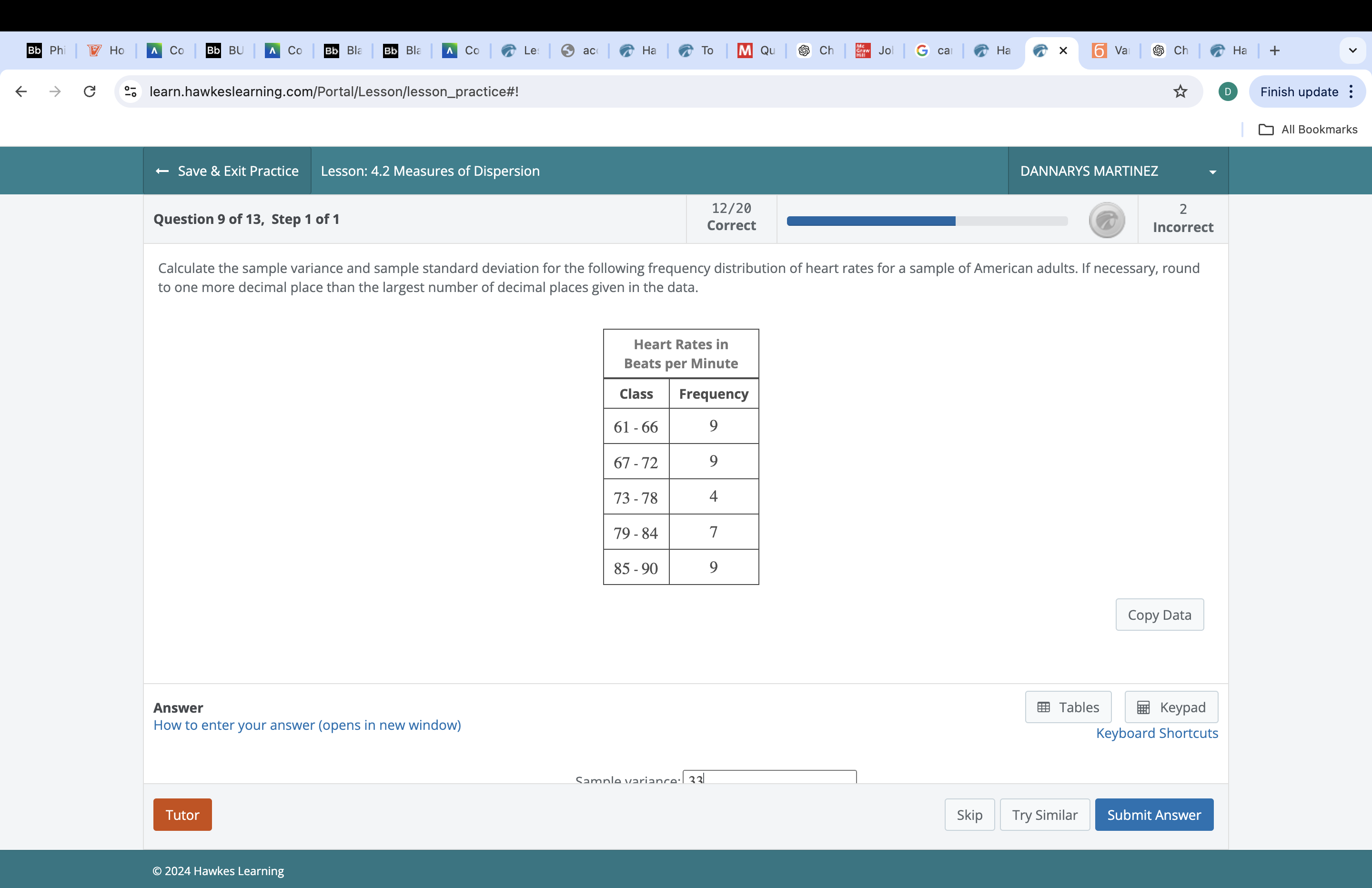 Solved Calculate the sample variance and sample standard | Chegg.com