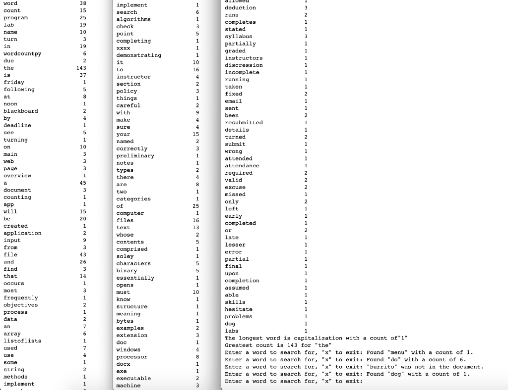 Solved A word count program. 1. Copy this file into python | Chegg.com