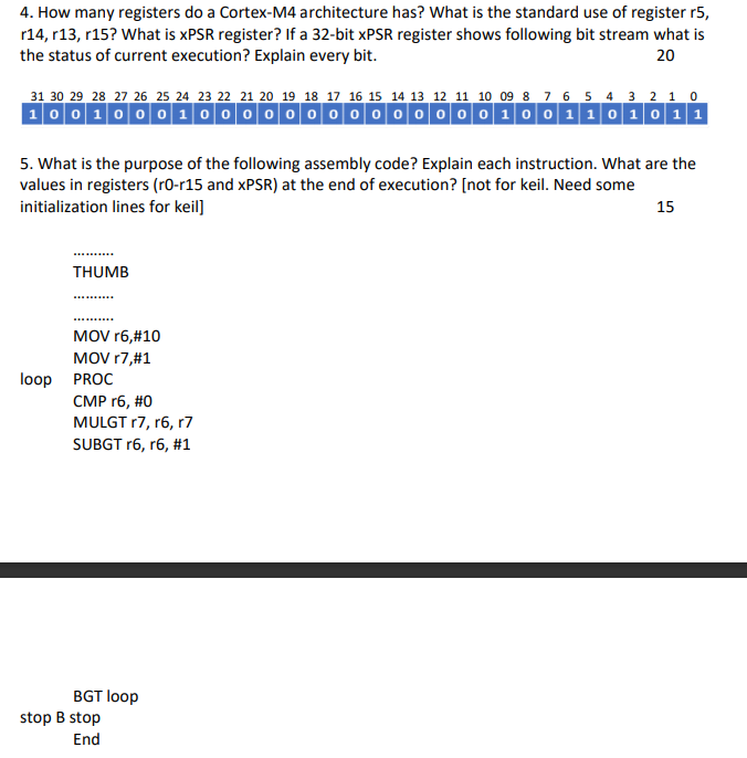 4 How Many Registers Do A Cortex M4 Architecture Chegg Com