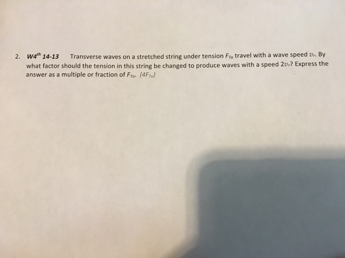 Solved Transverse waves on a stretched string under tension