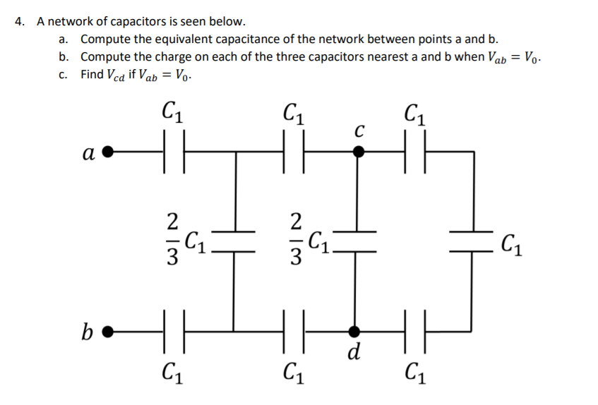 Solved 4 A Network Of Capacitors Is Seen Below A Compute