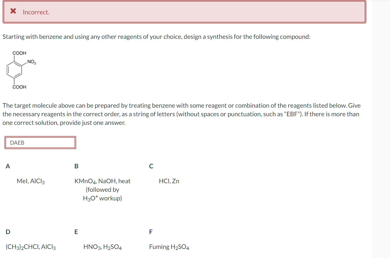 Solved Starting With Benzene And Using Any Other Reagents Of | Chegg.com