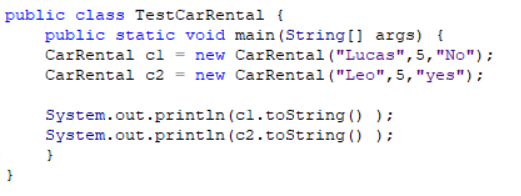 public class TestCarRental { public static void | Chegg.com