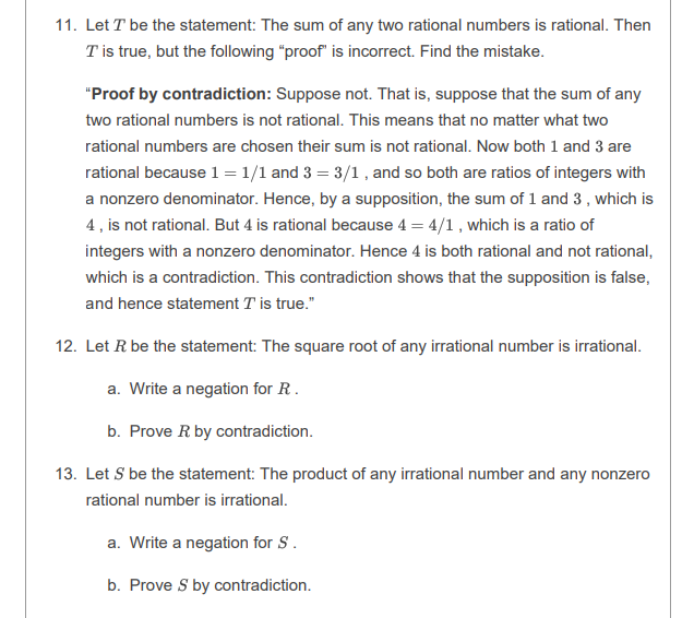 Solved 11. Let T Be The Statement: The Sum Of Any Two | Chegg.com